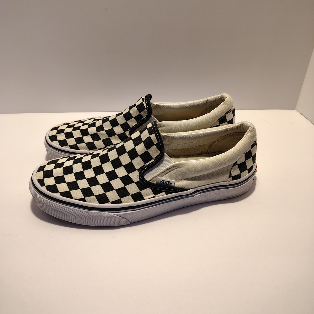 Vans Men's Checkered Slip-On Shoes - Black and White